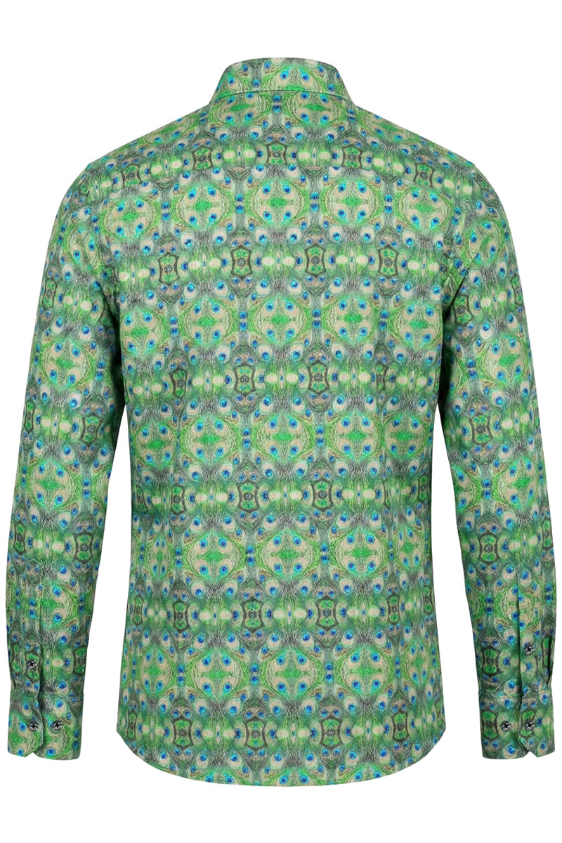 Proud Peacock Printed Long Sleeve Shirt for Men