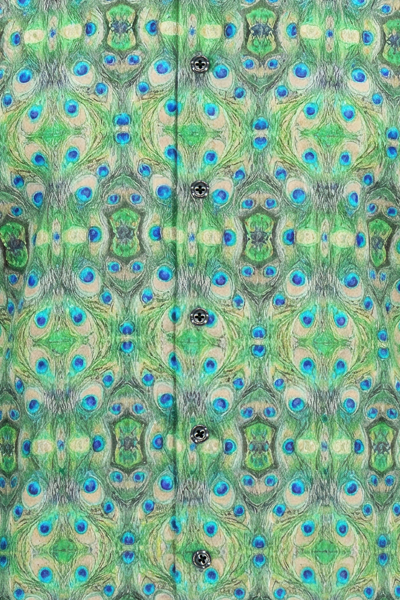 Proud Peacock Printed Long Sleeve Shirt for Men