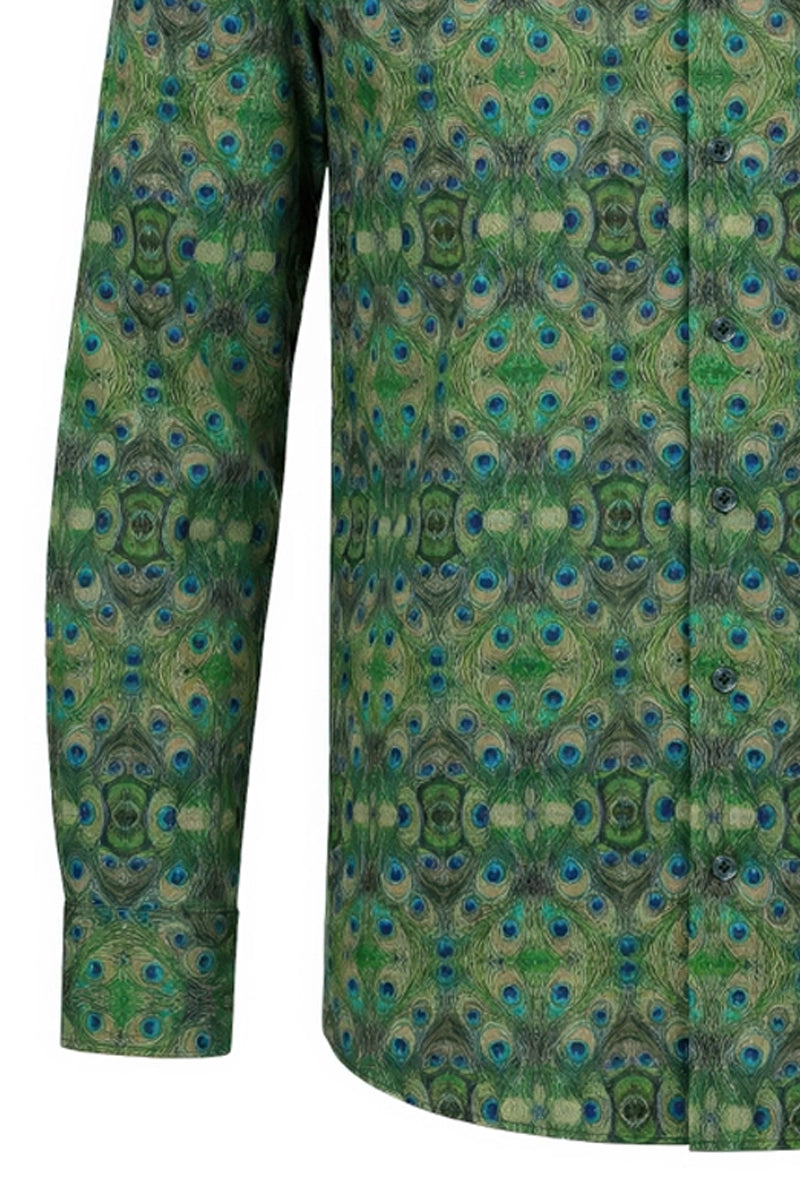 Langarmhemd mit stolzem Pfauenmuster für Herren