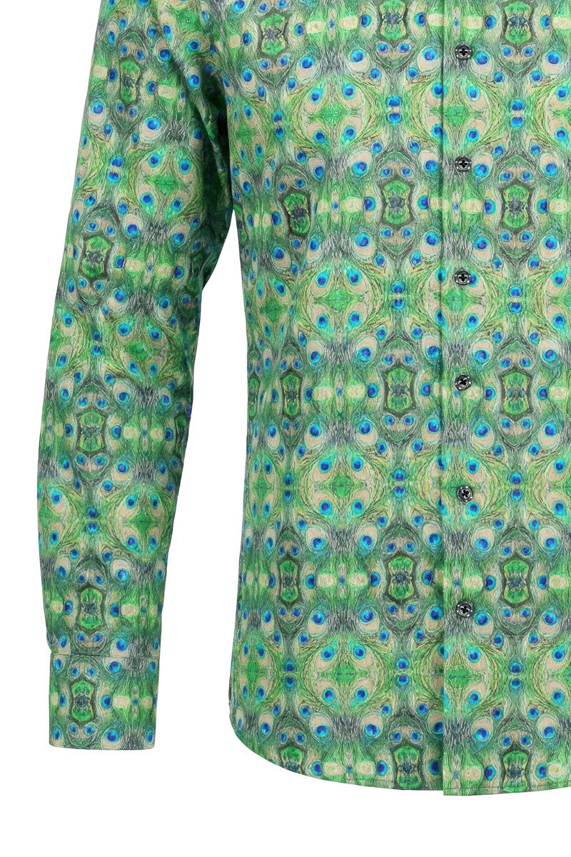 Proud Peacock Printed Long Sleeve Shirt for Men