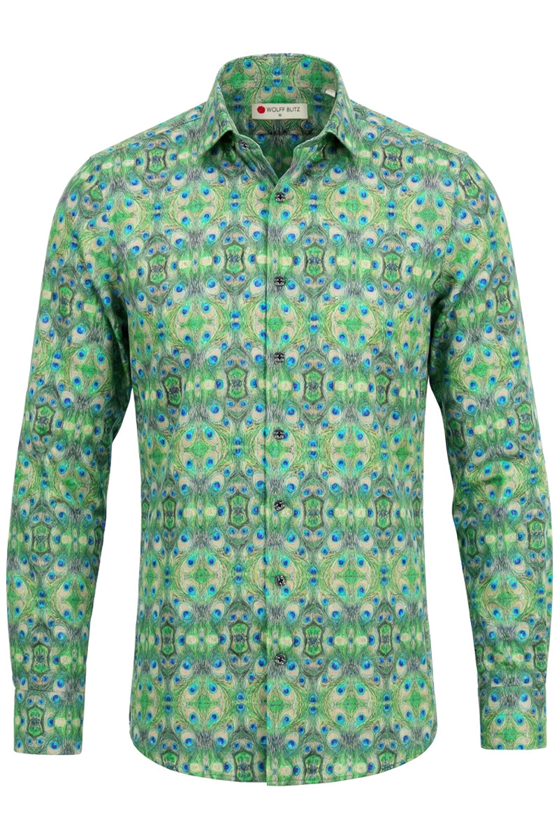 Proud Peacock Printed Long Sleeve Shirt for Men
