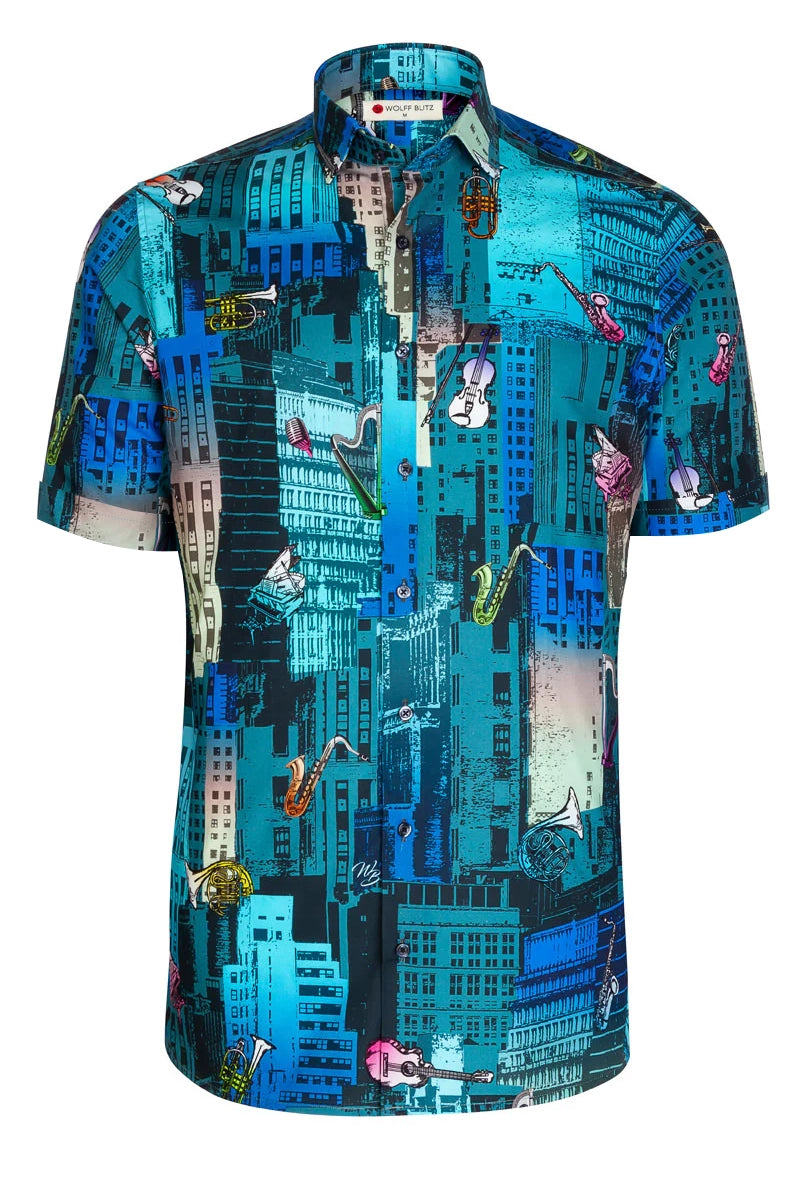 Rotterdam Jazz Festival Short Sleeve Print Shirt for Men