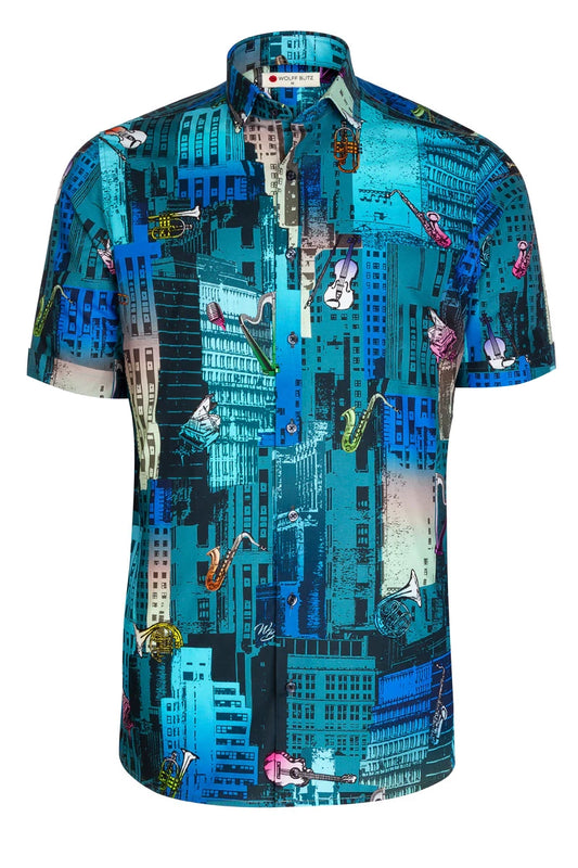 Rotterdam Jazz Festival Short Sleeve Print Shirt for Men