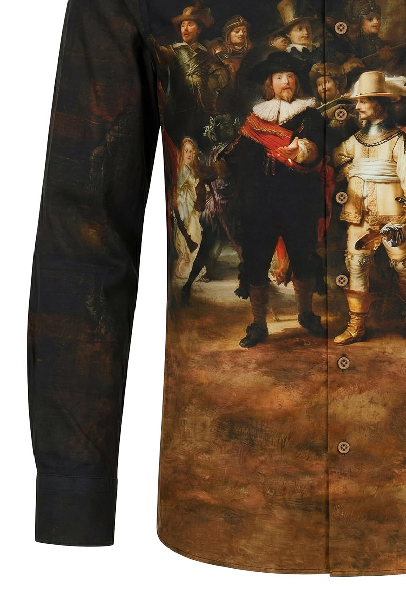 Rembrandt Nachtwacht Lange Mouw Overhemd voor Mannen
