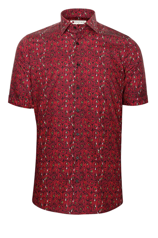 Rose and Teardrops - Rennie Mackintosh Short Sleeve Print Shirt for Men