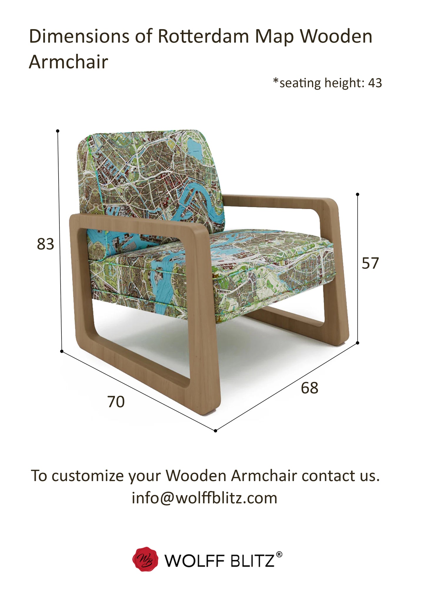 Rotterdam Map Wooden Armchair