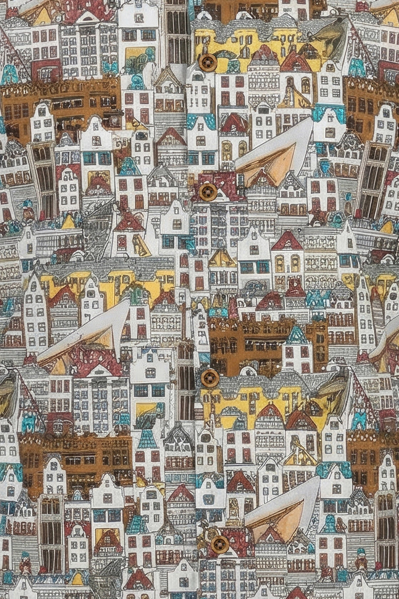 Rotterdamse Huizen Lange Mouw Overhemd voor Mannen