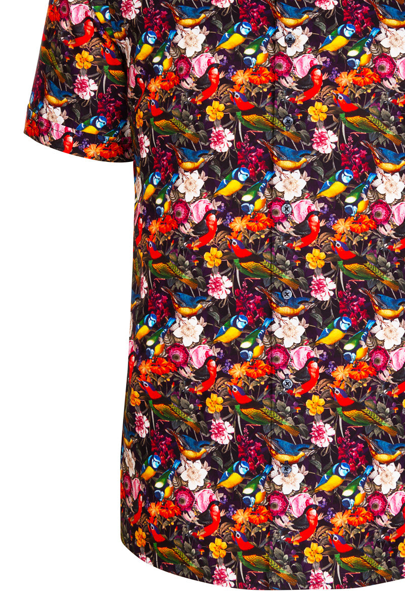 Summer Birds Printed Short Sleeve Men's Shirt