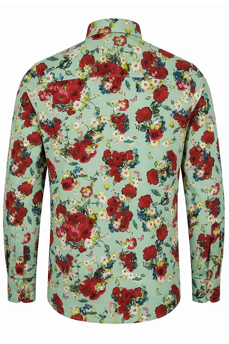 Vincent van Gogh Vase with Daisies and Poppies zeigt  inspiriertes Langarm Herrenhemd