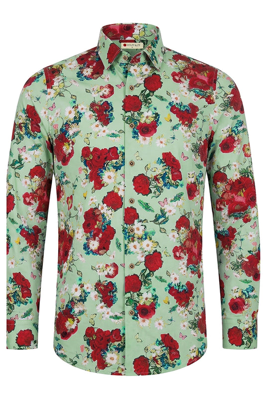 Vincent van Gogh Vase with Daisies and Poppies zeigt  inspiriertes Langarm Herrenhemd