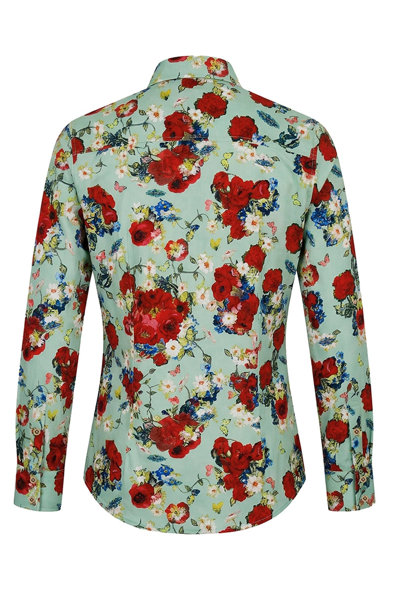 Vincent van Gogh Vase with Daisies and Poppies zeigt  zeigt Shirt met lange mouwen voor dames