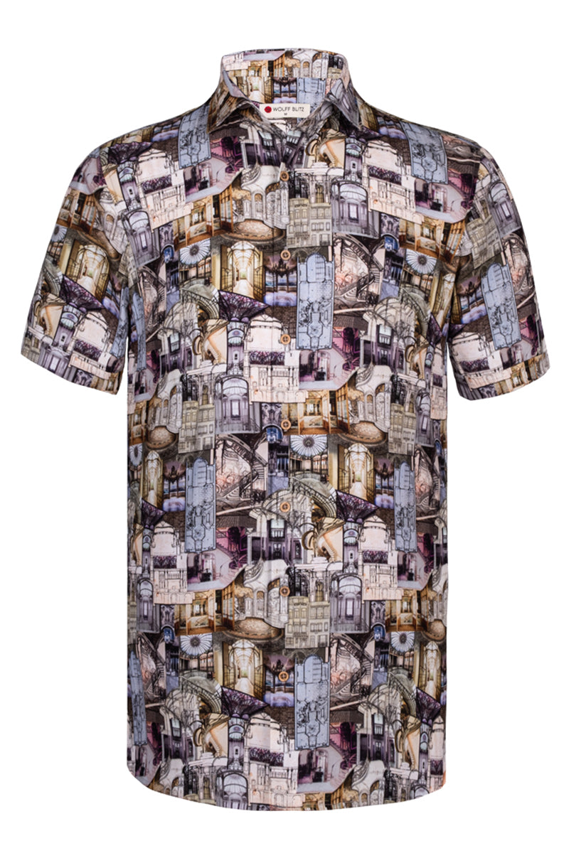 Victor Horta's Architecture inspired Short Sleeve Shirt for Men