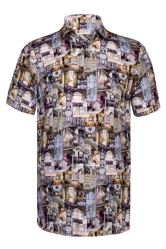 Victor Horta's Architecture inspired Short Sleeve Shirt for Men