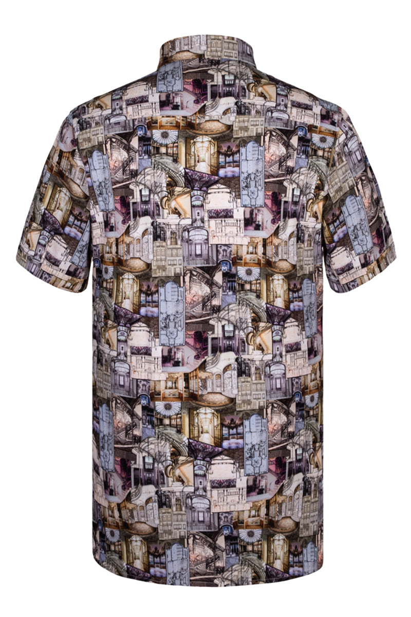 Victor Horta's Architecture inspired Short Sleeve Shirt for Men