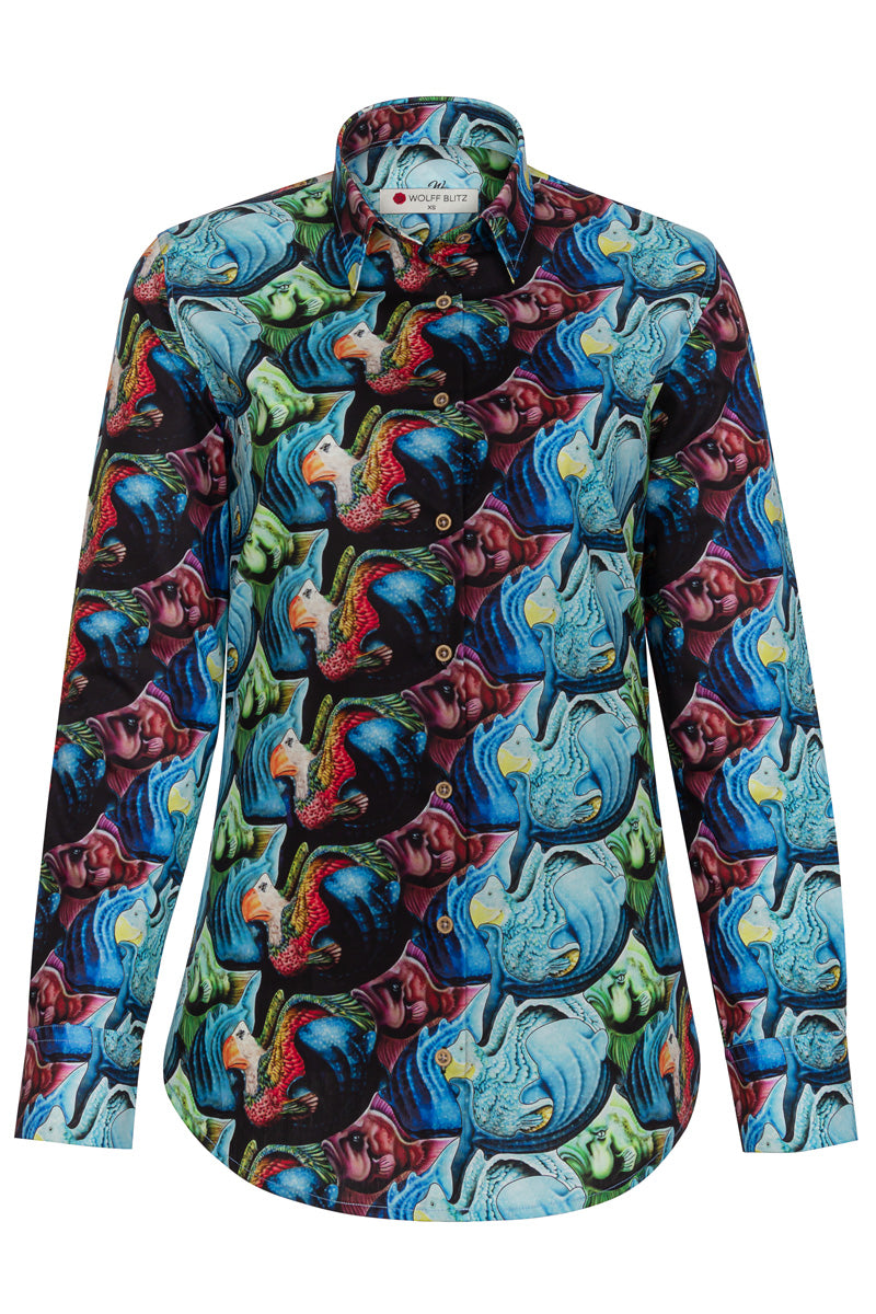 Whale Shark Surfer Long Sleeve Shirt for Women