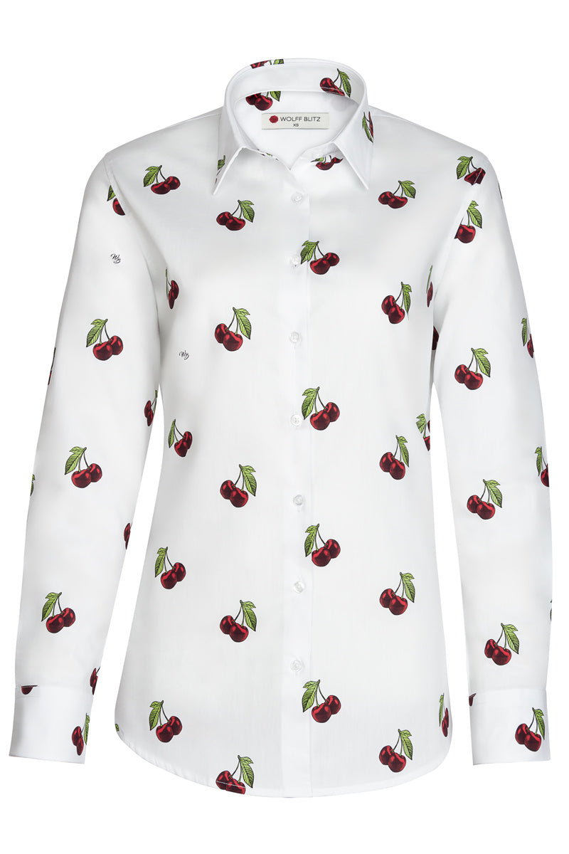 Cherries Long Sleeve Print Shirt for Women