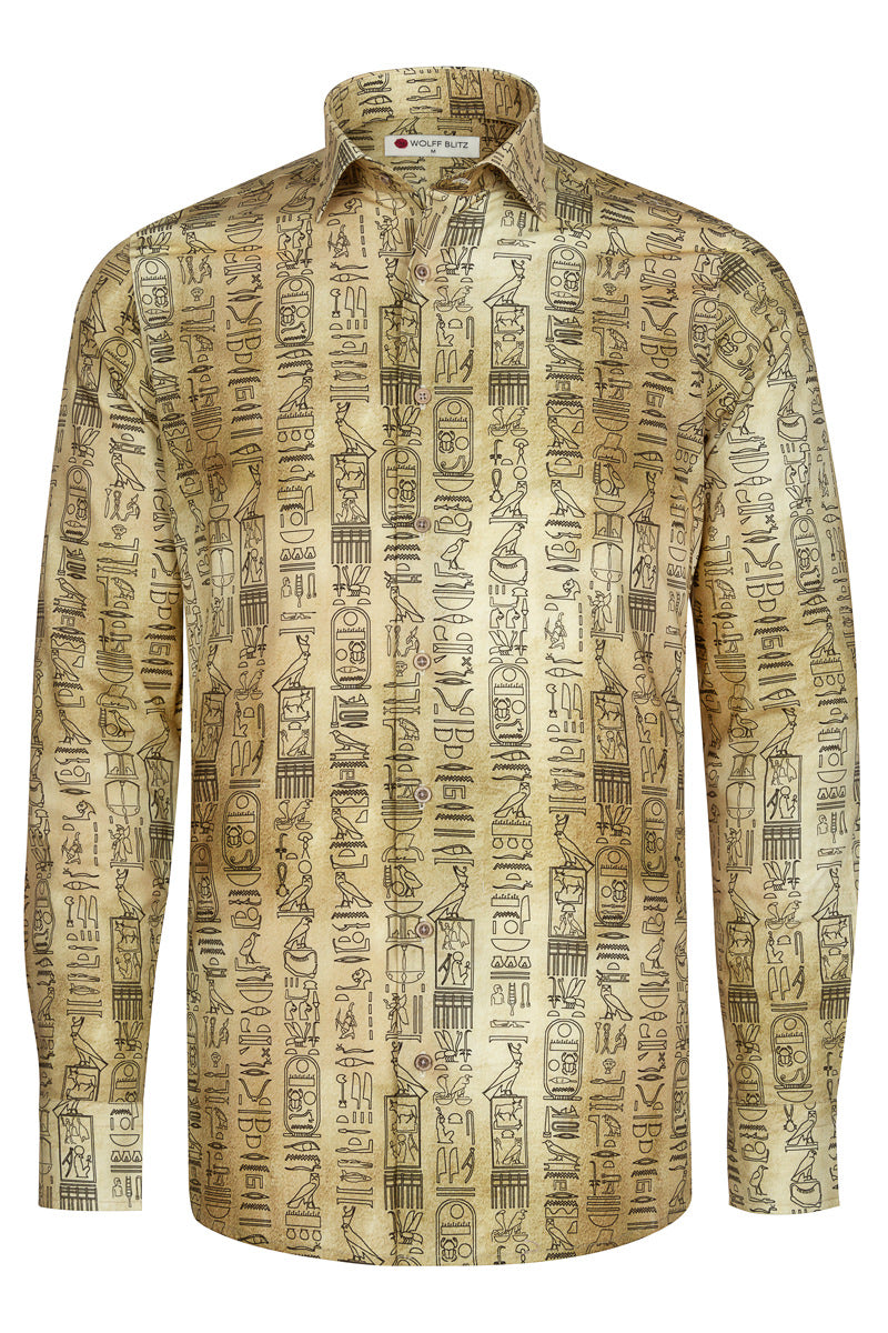 Obelisk Inscription Long Sleeve Print Shirt for Men