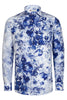 Jesper Krijgsman Floral Delft Blue Long Sleeve Print Shirt for Men