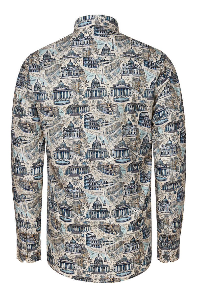 Rome Print Long Sleeve Shirt for Men