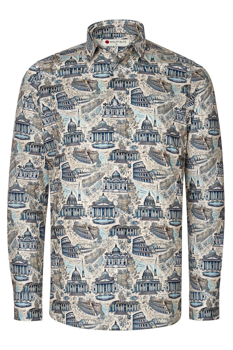 Rome Print Long Sleeve Shirt for Men