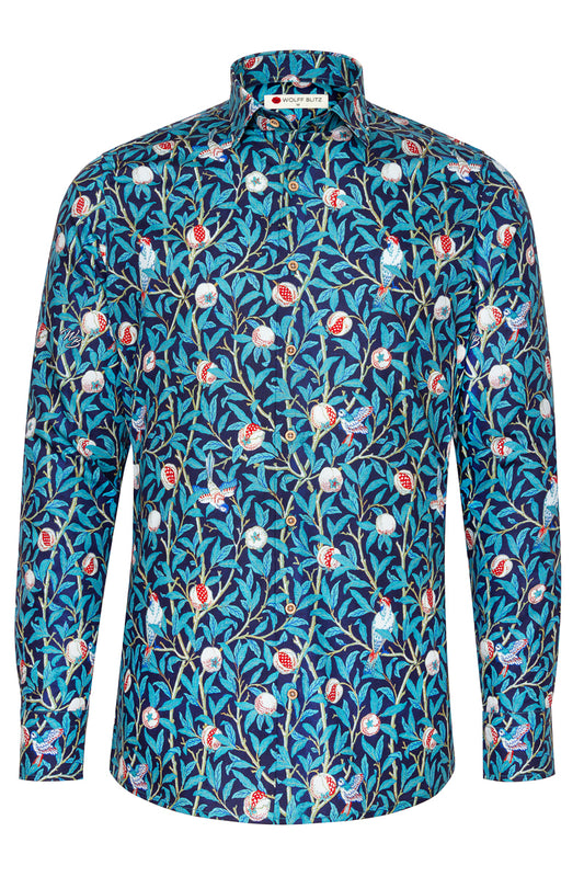 Bird and Pomegranate - William Morris Long Sleeve Shirts for Men