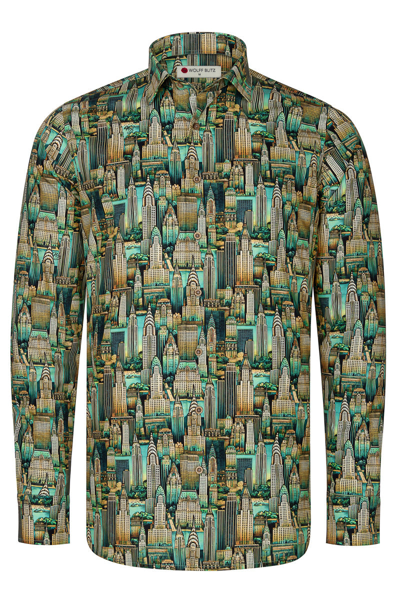 New York Print Long Sleeve Shirt for Men