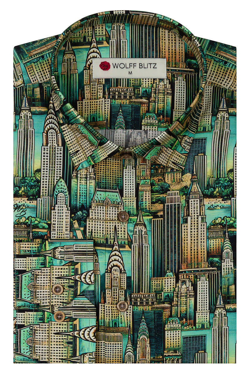 New York Print Long Sleeve Shirt for Men