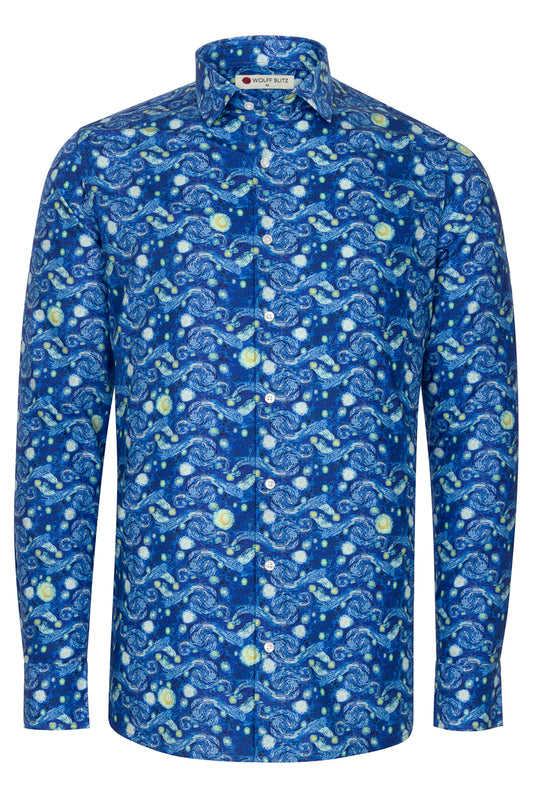 Starry Nights Gogh Long Sleeve Men's Shirt