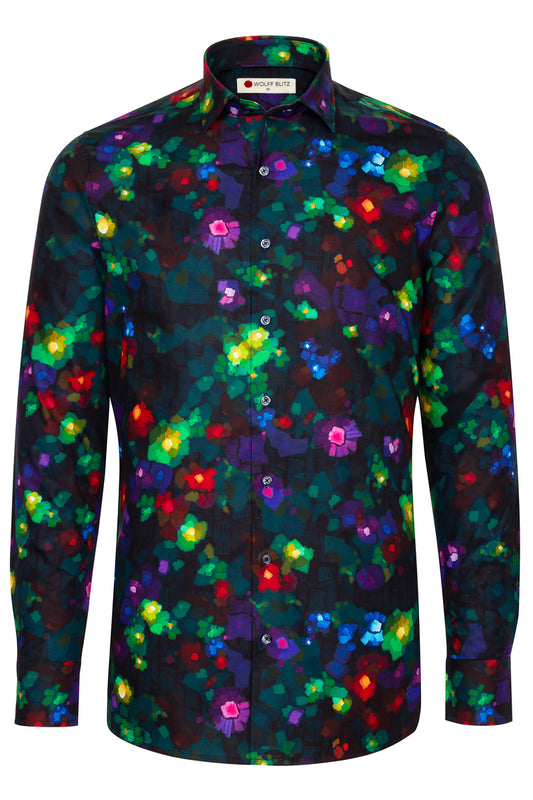 Mosaïc Flowers Printed Long Sleeve Men's Shirt