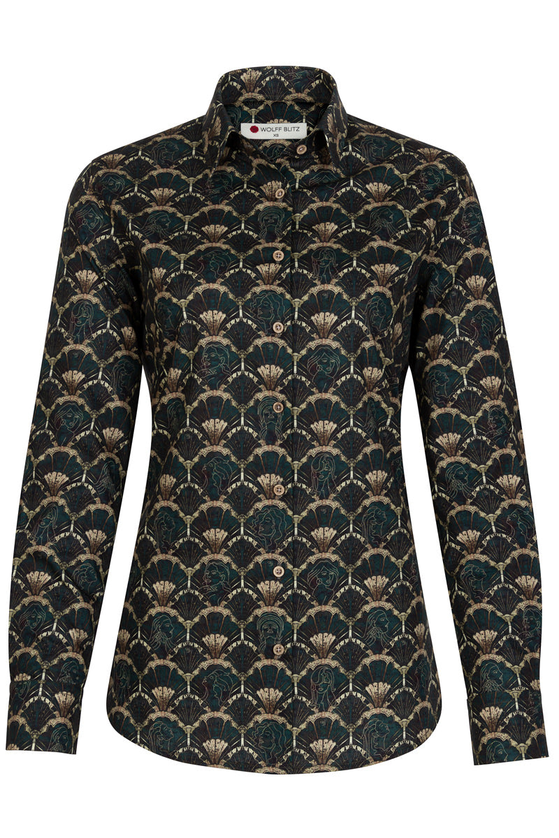 Gatsby's Muse Print Blouse voor vrouwen 