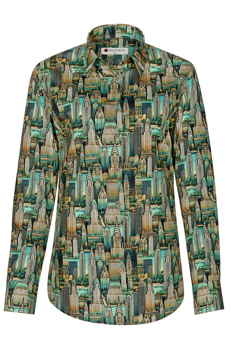 New York Print Blouse voor Vrouwen