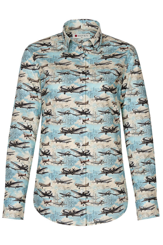 Maverick Airplanes Long Sleeve Print Shirt for Women
