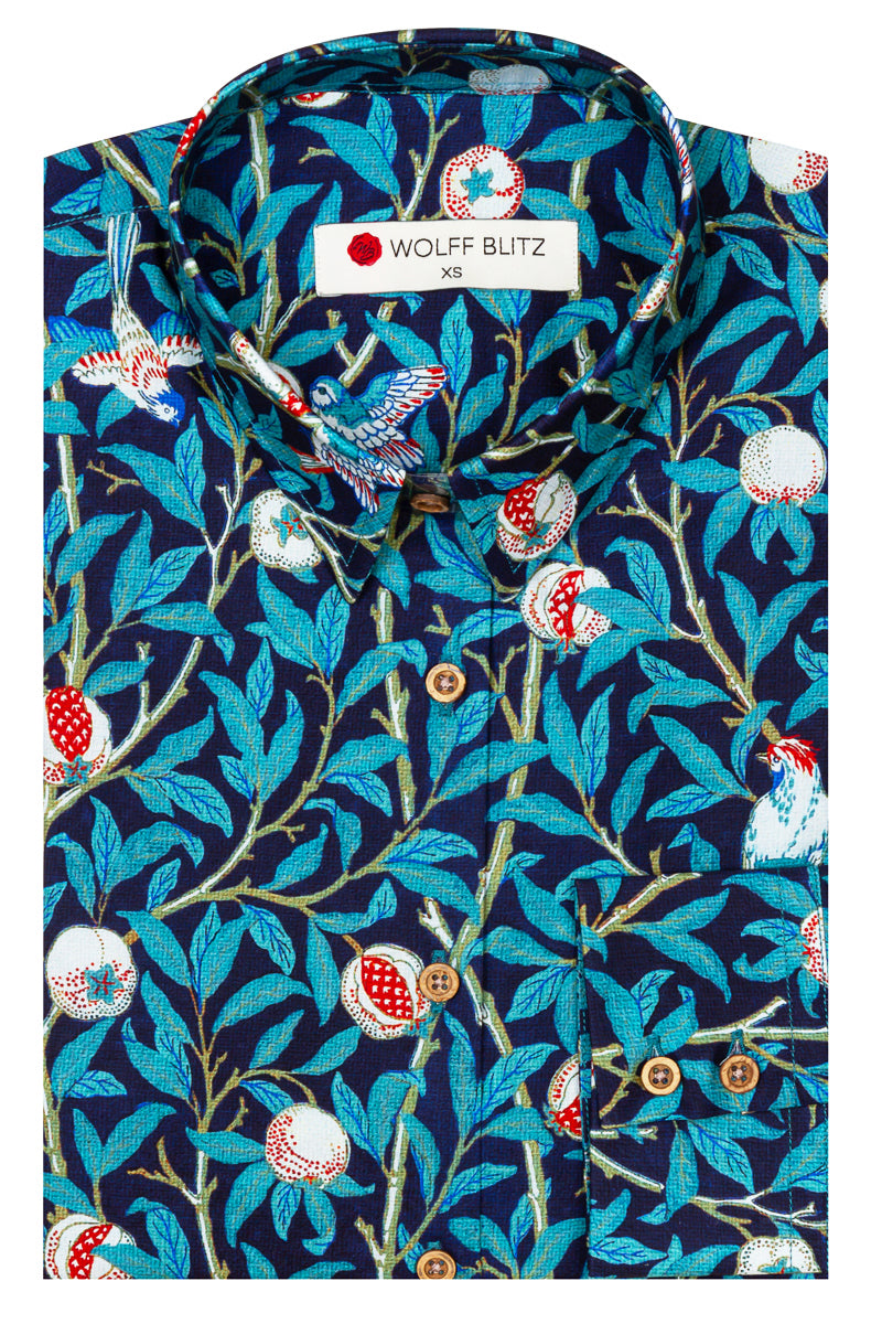 Vogel en granaatappel - William Morris geïnspireerde Print Blouse voor Vrouwen