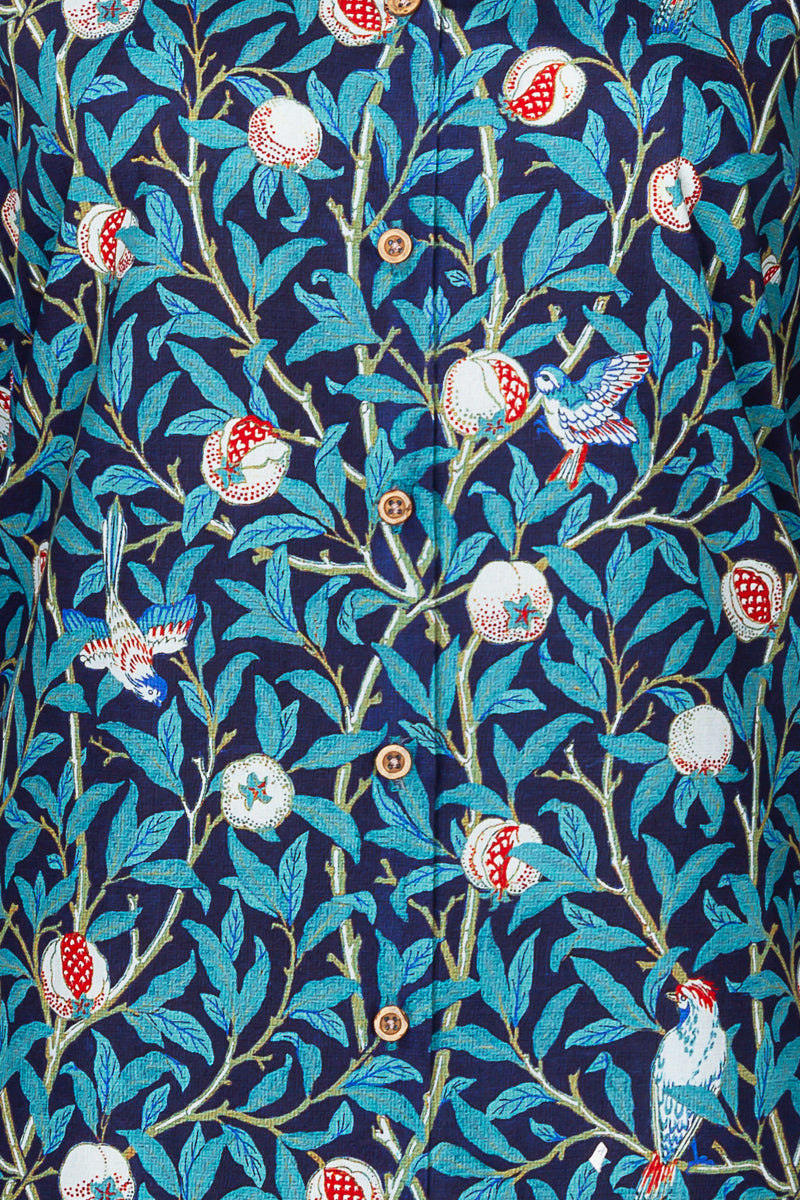 Vogel en granaatappel - William Morris geïnspireerde Print Blouse voor Vrouwen