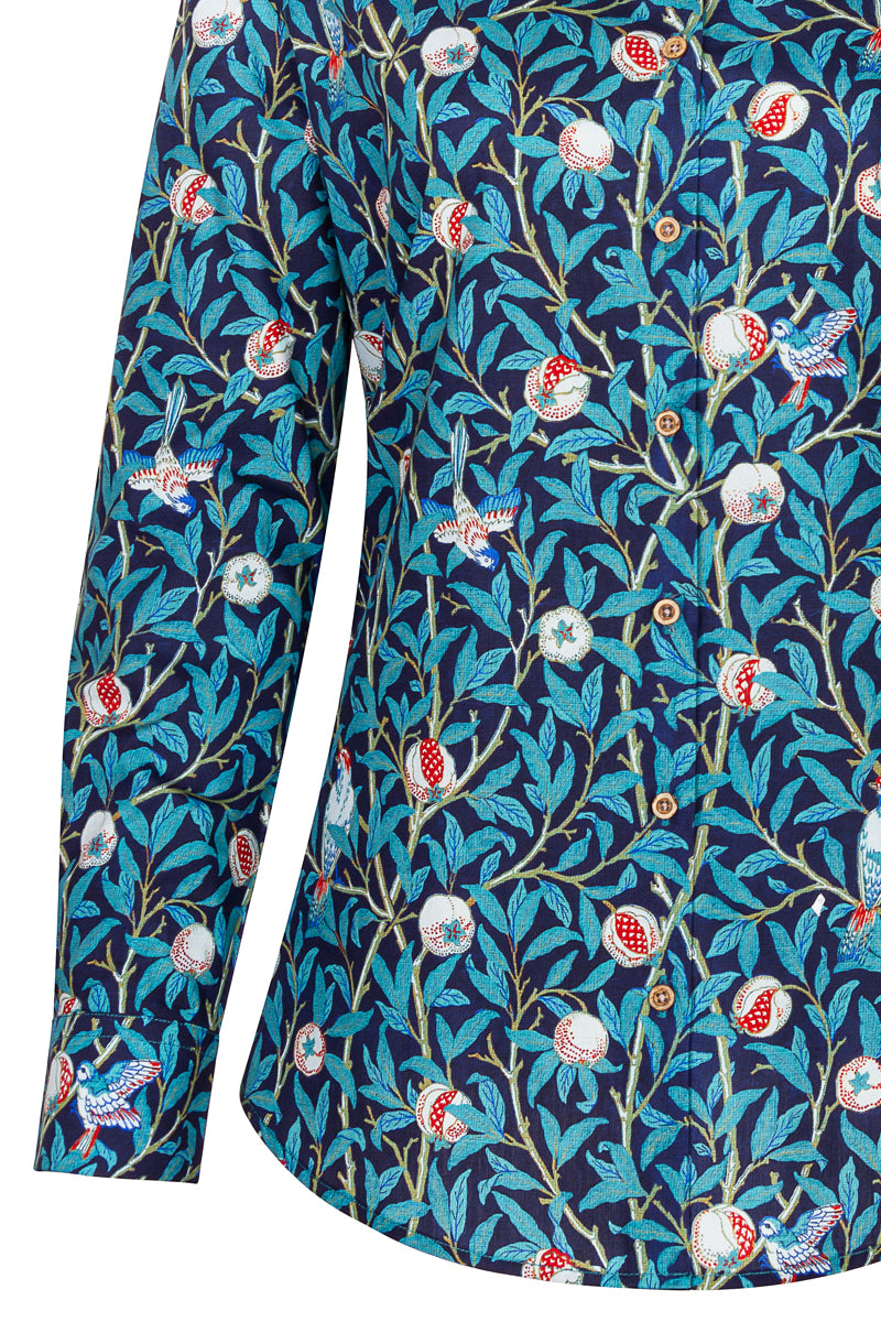 Vogel en granaatappel - William Morris geïnspireerde Print Blouse voor Vrouwen