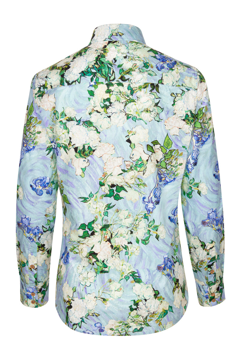 White Roses Van Gogh Inspired Long Sleeve Shirt for Women