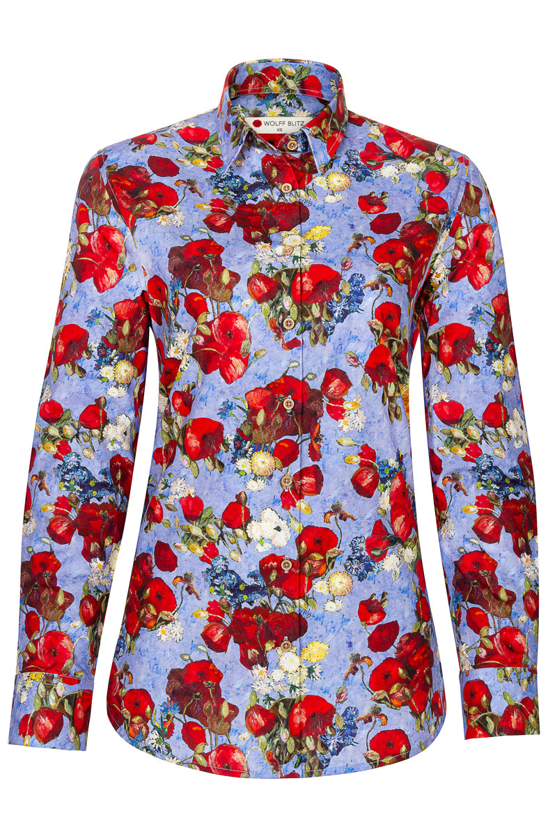 Klaprozen Van Gogh geïnspireerde Print Blouse voor Vrouwen