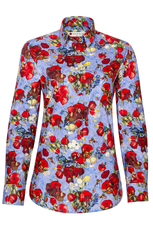 Klaprozen Van Gogh geïnspireerde Print Blouse voor Vrouwen