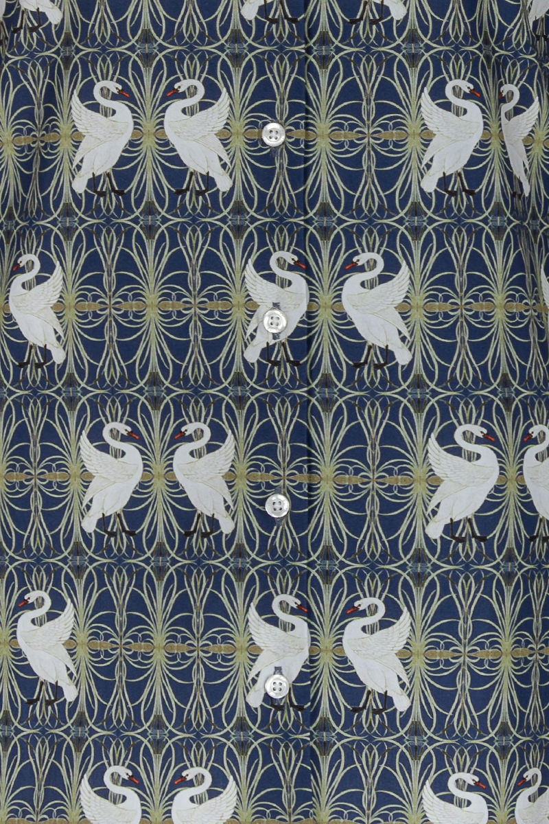 Swan, Rush and Iris Walter Crane Print Long Sleeve Shirt for Women