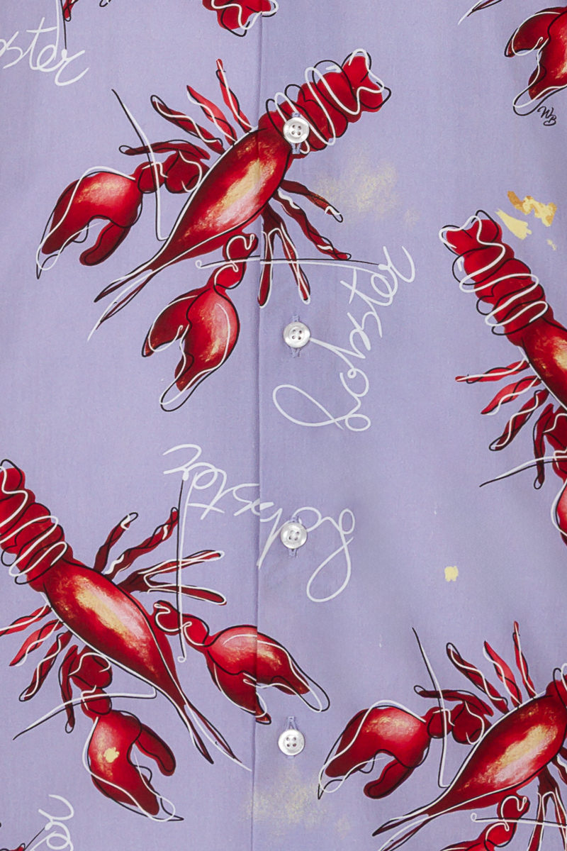 Kunst van Marianne Lobster Print T-shirt met lange mouwen voor heren