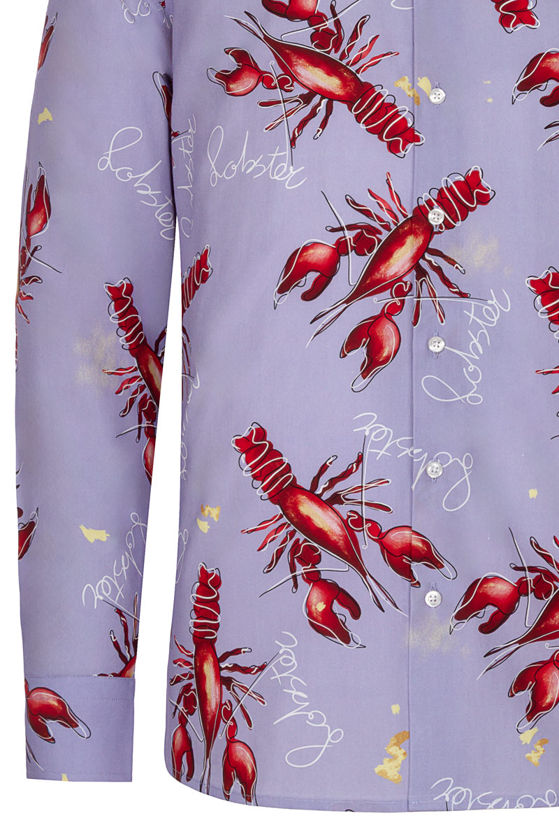 Kunst van Marianne Lobster Print T-shirt met lange mouwen voor heren