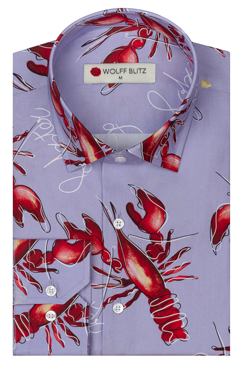 Kunst van Marianne Lobster Print T-shirt met lange mouwen voor heren