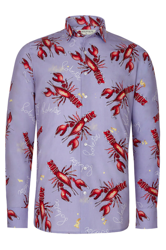 Kunst van Marianne Lobster Print T-shirt met lange mouwen voor heren