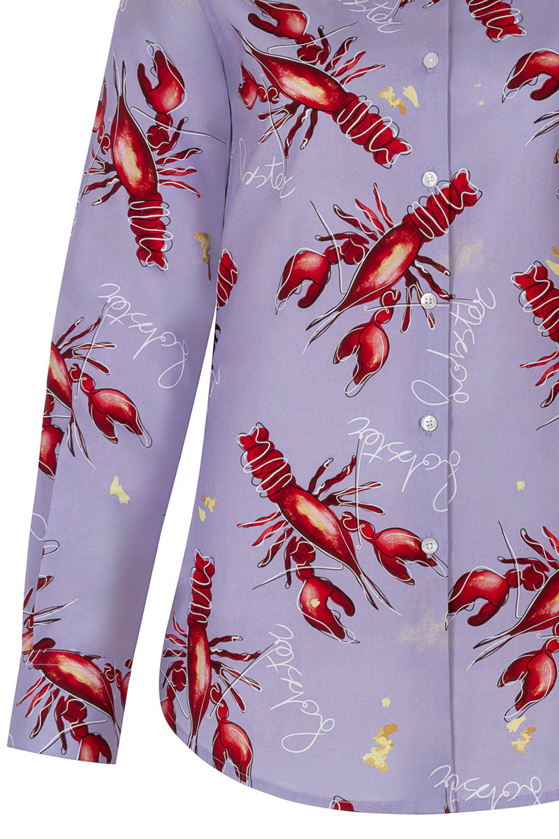 Art by Marianne – Langärmliges Hemd mit Hummer-Print für Damen