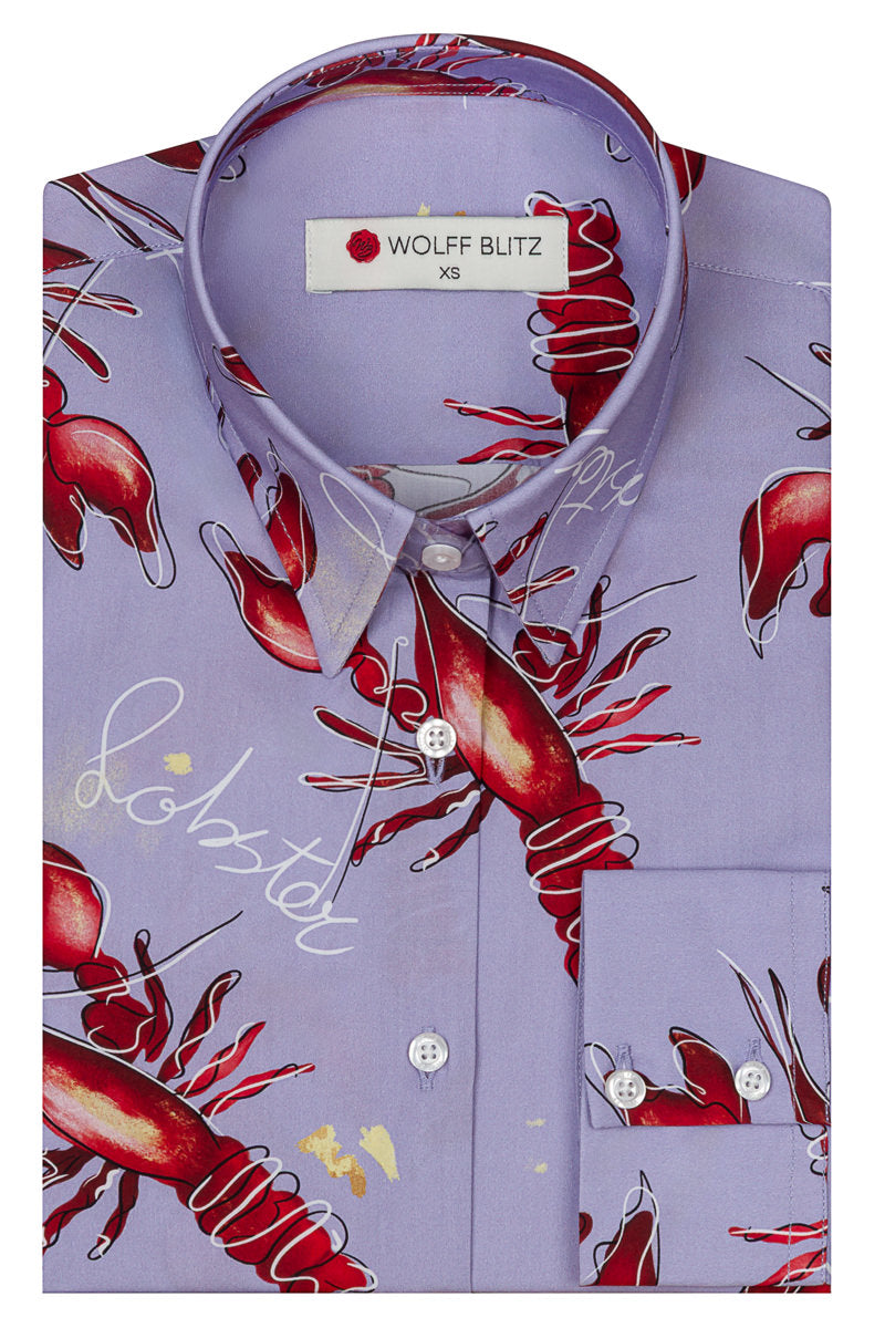 Art by Marianne – Langärmliges Hemd mit Hummer-Print für Damen