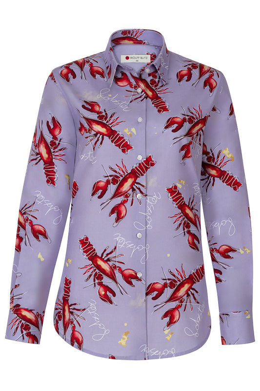 Art by Marianne – Langärmliges Hemd mit Hummer-Print für Damen