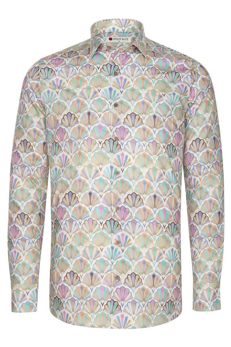 Art Deco Colour Palette Long Sleeve Print Shirt for Men (Pre-Order ± 3 weeks)