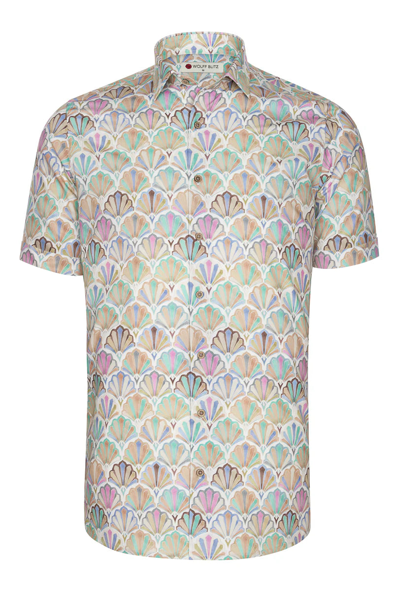 Art Deco Colour Palette Short Sleeve Print Shirt for Men
