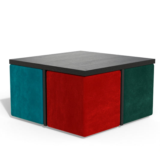 Table with 4 Poufs