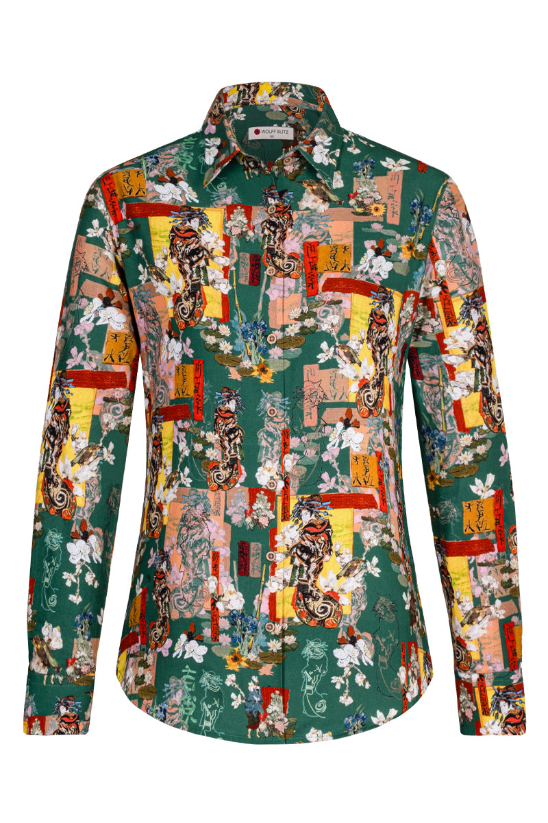 Courtesan Van Gogh inspired Long Sleeve Shirt for Women